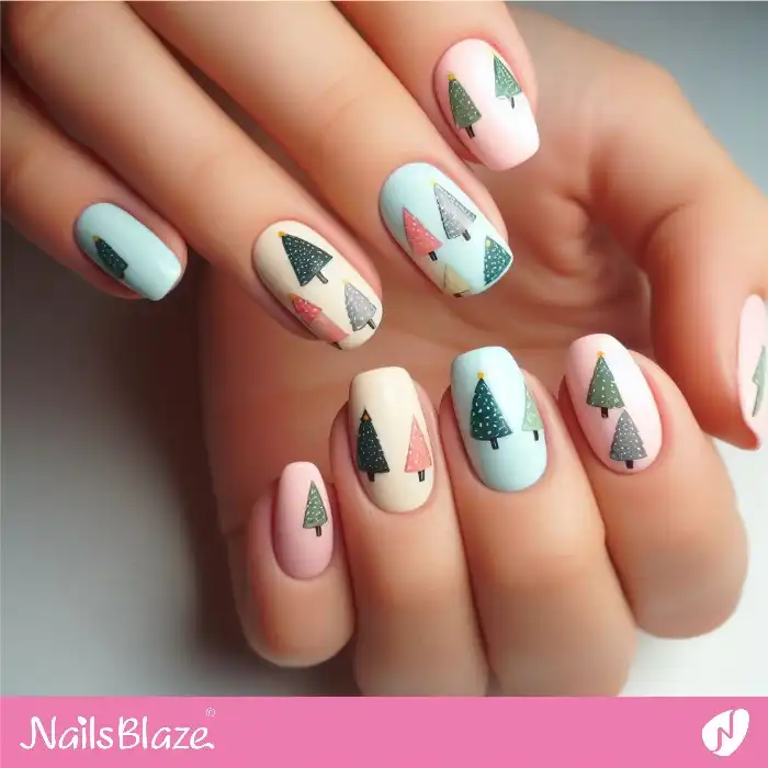 Minimal Christmas Trees on Pastel Nails | Winter - NB1284